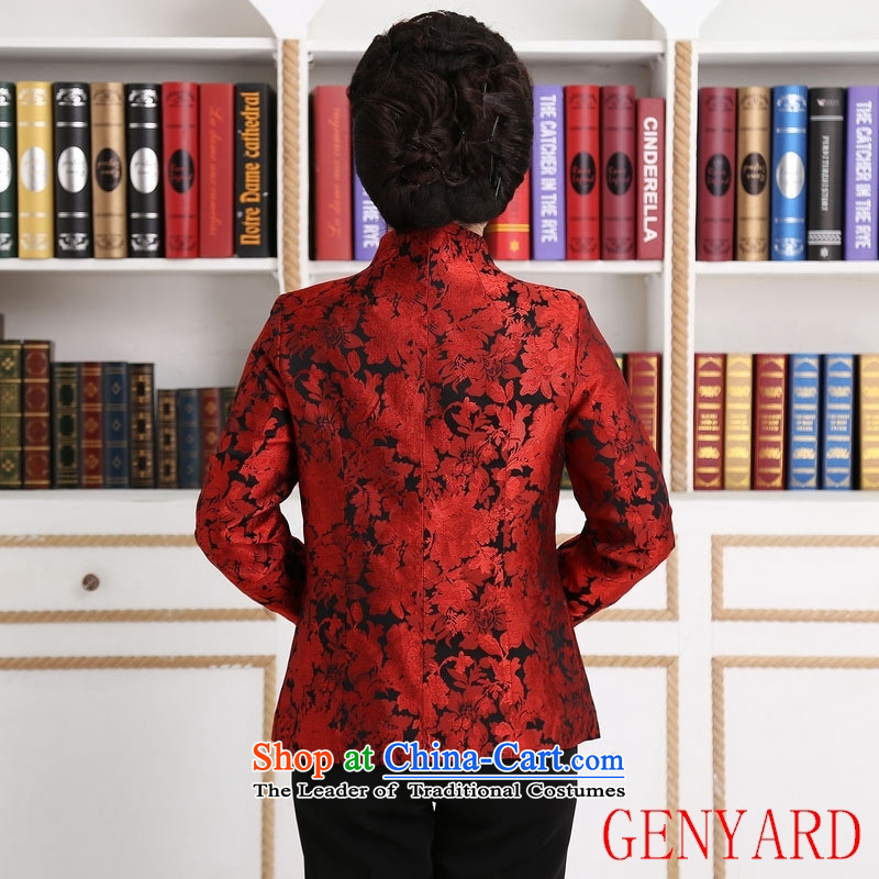 The elderly in the GENYARD embroidered short, long-sleeved T-shirt female autumn and winter Chinese collar Tang Jacket coat cardigan red XXXL,GENYARD,,, shopping on the Internet