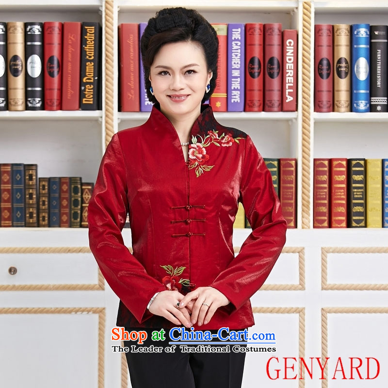 Ms. Tang dynasty GENYARD spring and autumn installed China wind long-sleeved blouses and stylish modern TANG Sau San women's clothing red XXL,GENYARD,,, annual shopping on the Internet