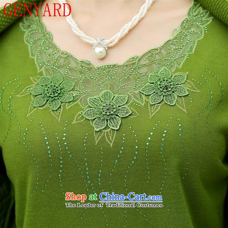 Older women in GENYARD2015 spring really two kits 40-50-year-old middle-aged moms knitting replacing replacing long-sleeved sweater autumn green M,GENYARD,,, shopping on the Internet