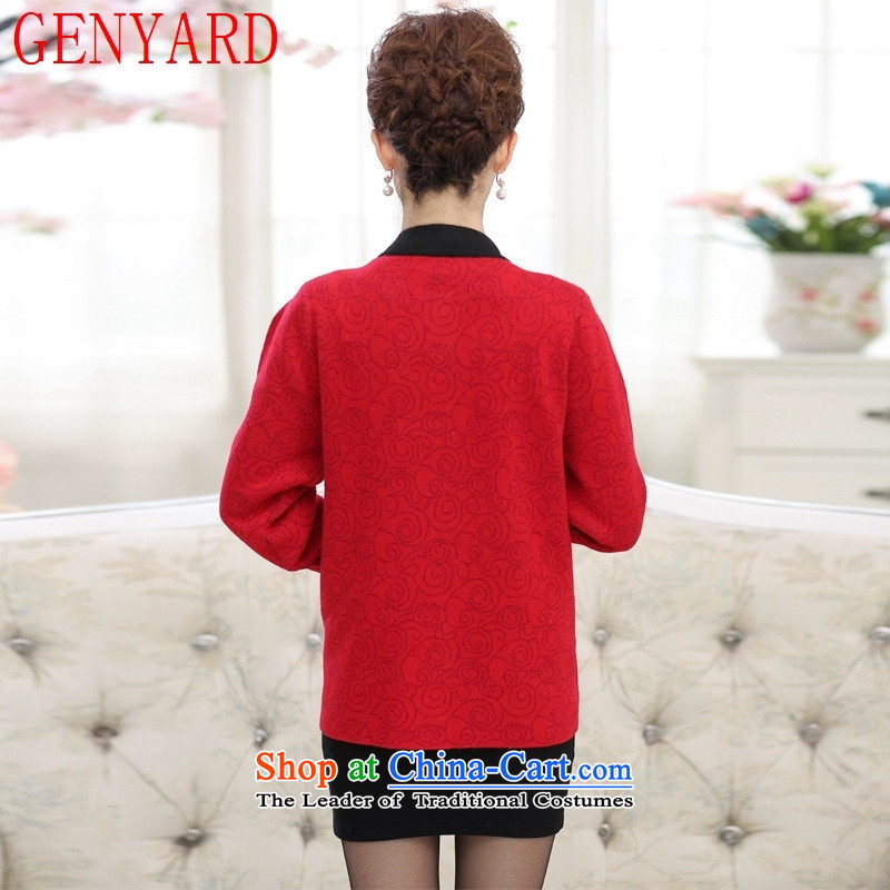 In the number of older women's GENYARD MOM pack autumn and winter jackets to intensify the grandma replacing sweater knitting cardigan older persons large red T-shirt M,GENYARD,,, shopping on the Internet