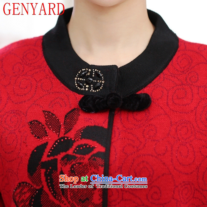 In the number of older women's GENYARD MOM pack autumn and winter jackets to intensify the grandma replacing sweater knitting cardigan older persons large red T-shirt M,GENYARD,,, shopping on the Internet