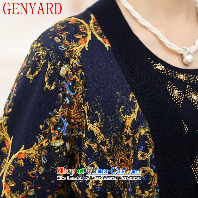 The fall of new, GENYARD2015 elderly really two kits Knitted Shirt LADIES CARDIGAN larger mother woolen sweater blue jacket XL( recommendations 120-135 catty ),GENYARD,,, shopping on the Internet