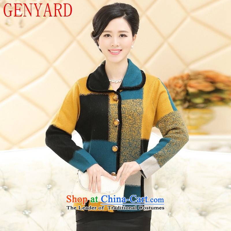 In the autumn of the year GENYARD2015 jackets Long Hoodie MOM pack gross? older persons of the girl is coat sub-grid T-shirt with dark green?2XL catty 150 - 160131