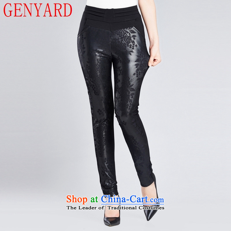 The elderly in the new GENYARD women fall inside large middle-aged female casual pants pants elastic waist mother tight trousers?8803 Black?3XL Sau San