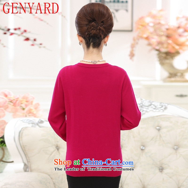 In the number of older women's GENYARD autumn and winter load new knitwear cardigan older persons a light jacket with long-sleeved sweater girl mothers dark red 125-135 XL catty ,GENYARD,,, shopping on the Internet
