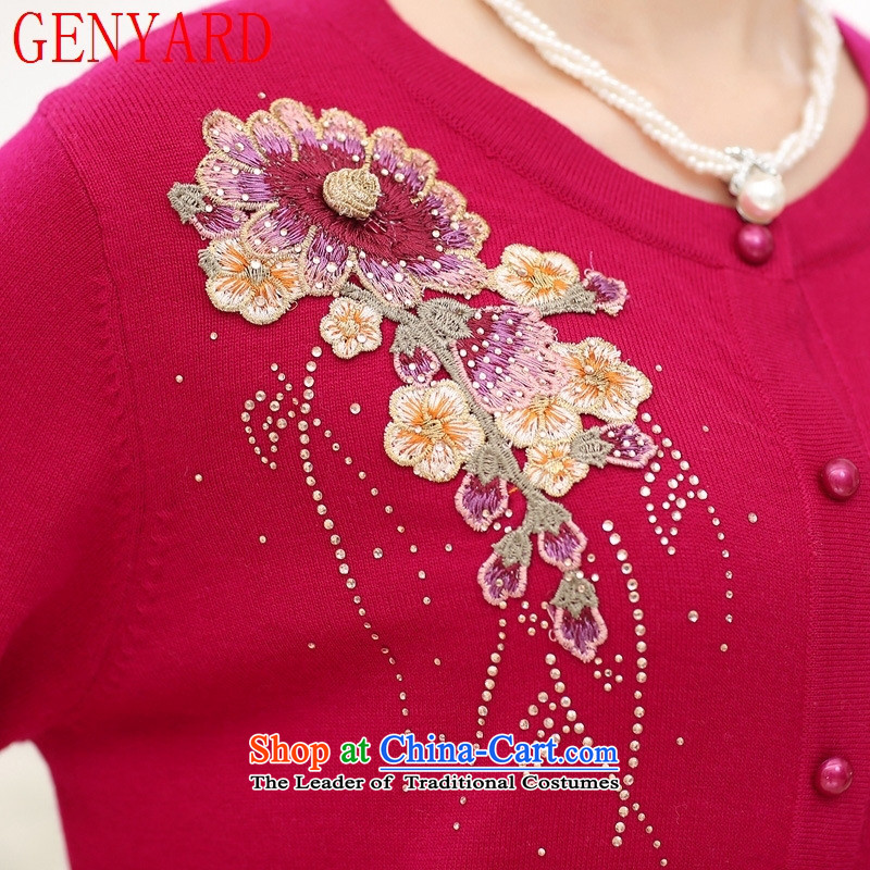 In the number of older women's GENYARD autumn and winter load new knitwear cardigan older persons a light jacket with long-sleeved sweater girl mothers dark red 125-135 XL catty ,GENYARD,,, shopping on the Internet