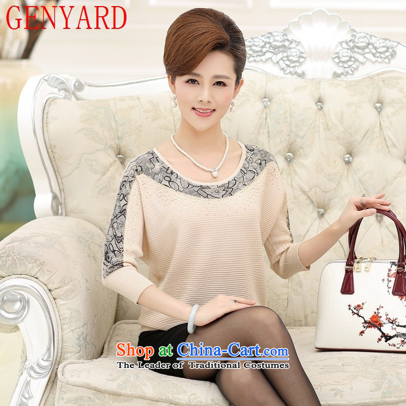 The new mother nature GENYARD replacing autumn replacing middle-aged women bat in the Netherlands 7 cuff older women knitted shirt, beige sweater 2XL ,GENYARD,,, paras. 135-145 catty shopping on the Internet