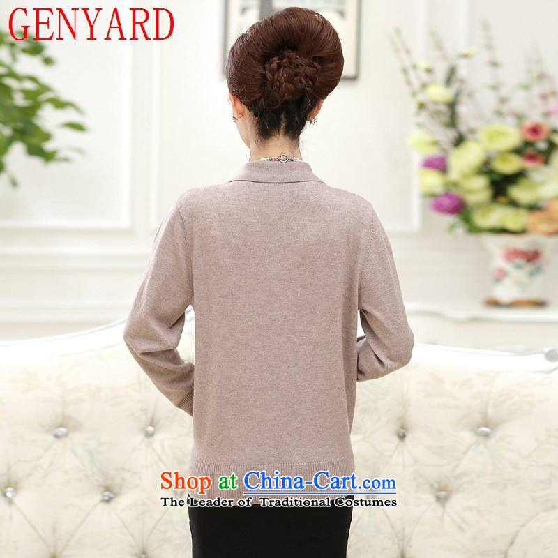 In the number of older women's GENYARD autumn long-sleeved T-shirt 40-50-year-old mother with spring and autumn load thick large roll collar woolen knitted shirts pink 3XL 145-165 catty ,GENYARD,,, shopping on the Internet