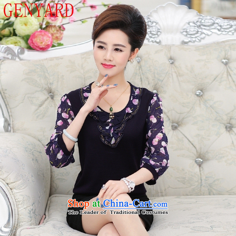 A middle-aged man relaxd GENYARD2015 knitwear women Older Women's Summer new moms with large temperament T-shirt redL 741 catties_ Recommendation