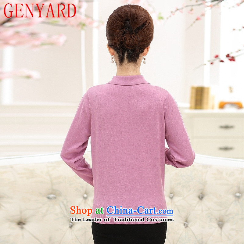Replace the fall of middle-aged female GENYARD jackets for larger mother knitted shirts in older women 40-50 lapel T-shirt long-sleeved shirt pink recommendations 120-140 catty ,GENYARD,,, shopping on the Internet