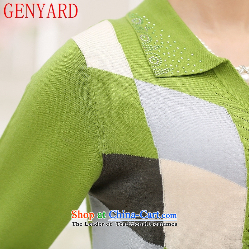 Replace the fall of middle-aged female GENYARD jackets for larger mother knitted shirts in older women 40-50 lapel T-shirt long-sleeved shirt pink recommendations 120-140 catty ,GENYARD,,, shopping on the Internet