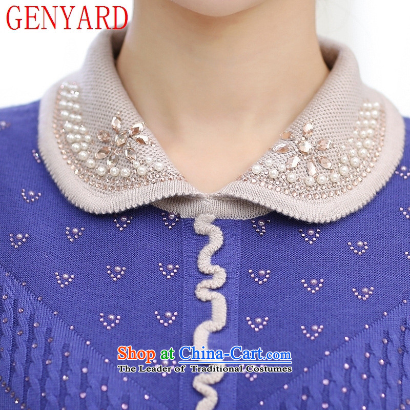 In the number of older women's GENYARD autumn knitted shirts T-shirt lapel thick mother replacing XL 40-50-year-old middle-aged women in large red T-shirt 3XL,GENYARD,,, shopping on the Internet