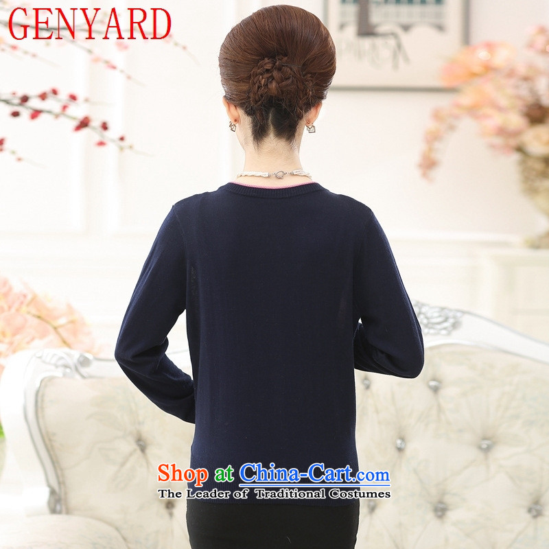 Elegant and stylish with mother GENYARD fall inside the new knitting cardigan middle-aged women in large jacket leisure older women's navy 3XL( recommendations 150-165¨catty ),GENYARD,,, shopping on the Internet