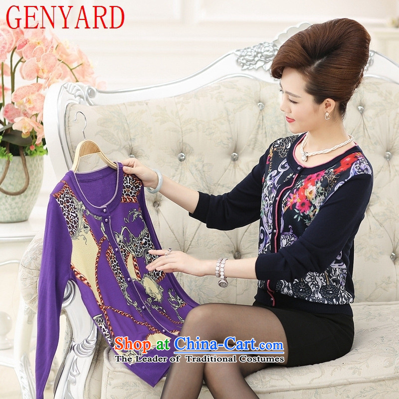Elegant and stylish with mother GENYARD fall inside the new knitting cardigan middle-aged women in large jacket leisure older women's navy 3XL( recommendations 150-165¨catty ),GENYARD,,, shopping on the Internet
