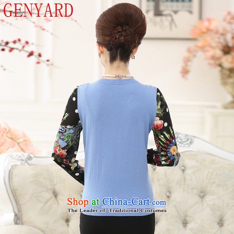 Replace Replace the autumn GENYARD2015 mother new products in older women's stylish chiffon cuff knitted shirt-sleeves T-shirt relaxd yarn rusty red T-shirt XL( recommendations 120-135 catty ),GENYARD,,, shopping on the Internet