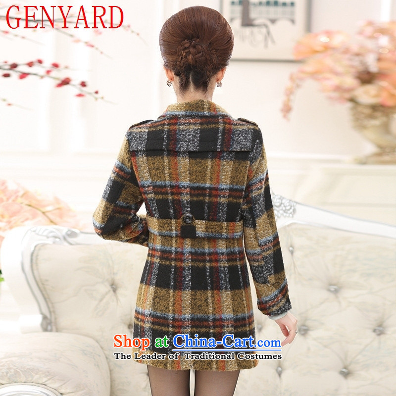 The autumn and winter with middle-aged GENYARD new mother coat)? In long large segments of the Sau San Mao jacket coat women? light yellow 4XL,GENYARD,,, shopping on the Internet