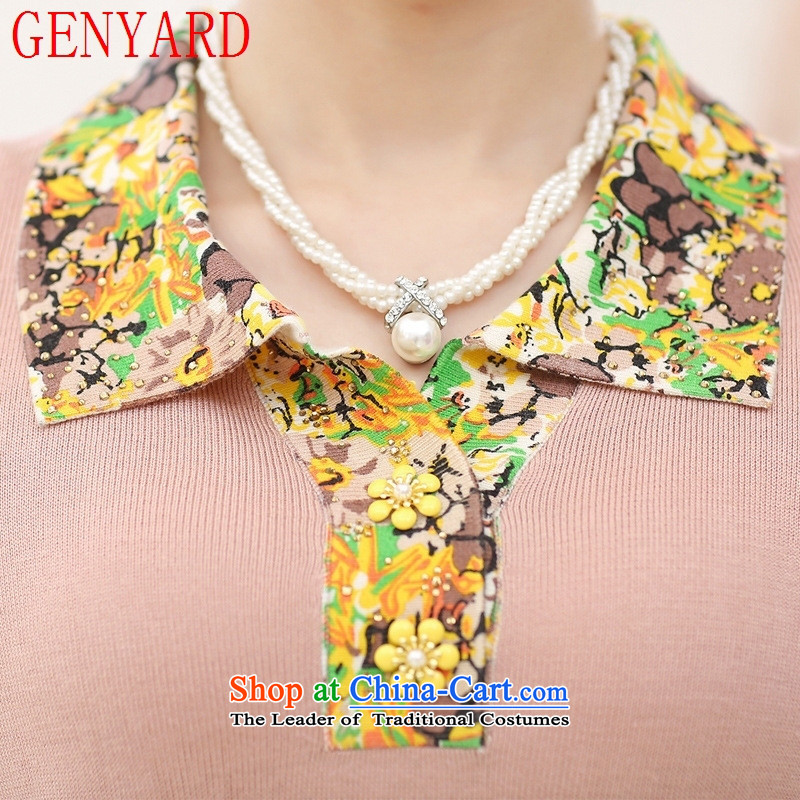 The fall in the number of older GENYARD long-sleeved T-shirt 40-50-year-old Knitted Shirt with mother lapel T-shirt with the middle-aged women fall woolen sweater light pink L recommendations 105-120 catty ),GENYARD,,, shopping on the Internet