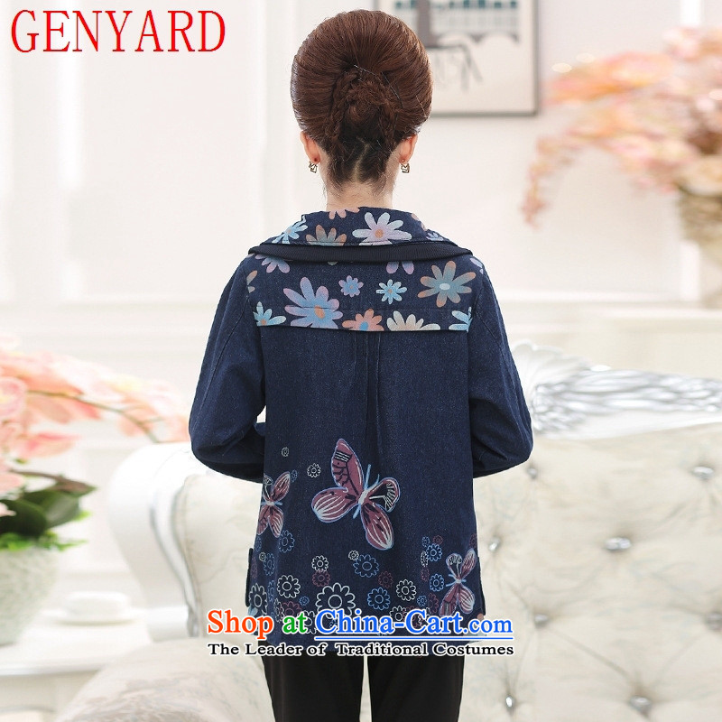 New products in the autumn GENYARD2015 Older Women's jacket mother replacing autumn replacing cardigan older persons aged 40-50 Denim blue shirt XL,GENYARD,,, shopping on the Internet