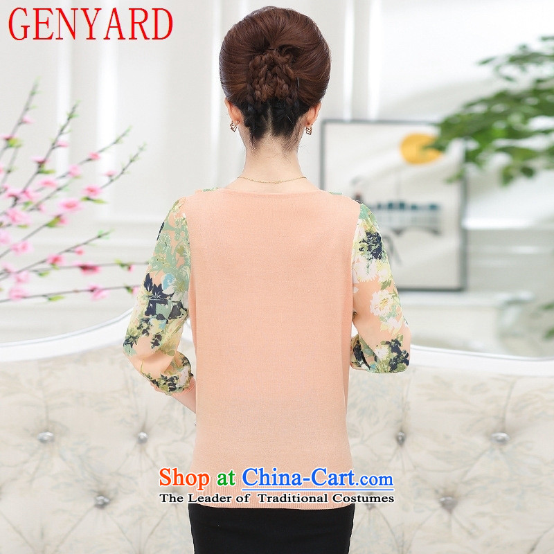In the number of older women's GENYARD spring stylish chiffon seven large-sleeved T-shirt mother kit and knitting thin, forming the Netherlands apricot M 100 catties ,GENYARD,,, within shopping on the Internet