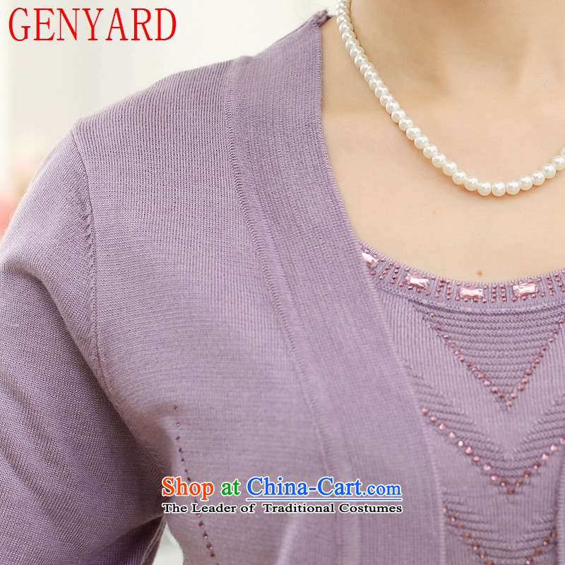 The new mother load GENYARD2015 fall in the number of older blouses spring and autumn leave two long-sleeved T-shirt loose Knitted Shirt jacket light purple M 100 catties ,GENYARD,,, within shopping on the Internet