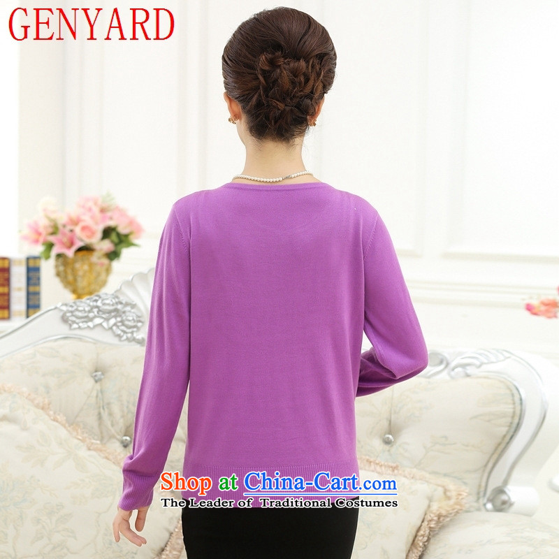 Load New GENYARD2015 autumn of older persons in the mother Knitted Shirt sweater middle-aged women summer loose long-sleeved sweater light purple recommendations 145-165 catty ,GENYARD,,, shopping on the Internet