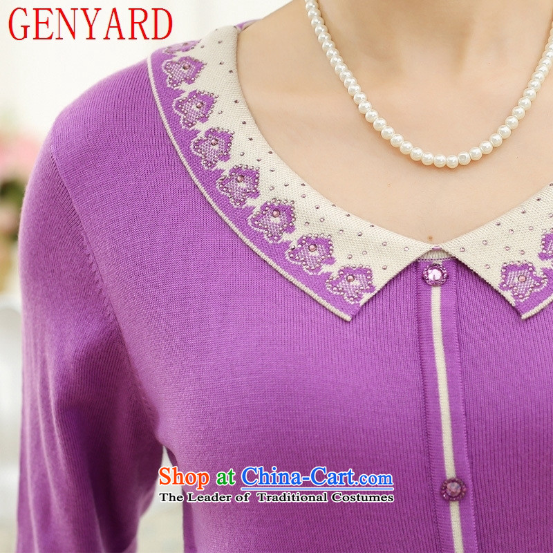Load New GENYARD2015 autumn of older persons in the mother Knitted Shirt sweater middle-aged women summer loose long-sleeved sweater light purple recommendations 145-165 catty ,GENYARD,,, shopping on the Internet