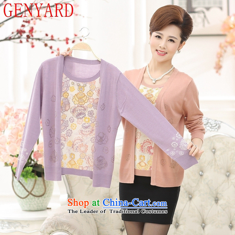 In mother GENYARD OLDER WOMEN FALL clothing middle-aged women leave two kits Knitted Shirt jacket autumn replacing woolen sweater light purple L recommendations 105-120 catty ),GENYARD,,, shopping on the Internet