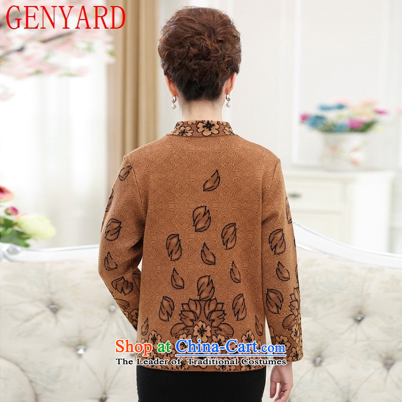 The elderly in the woolen sweater GENYARD women's mother loaded thick sweater cardigan elderly grandmothers replacing large knitted jackets dark red 3XL,GENYARD,,, shopping on the Internet