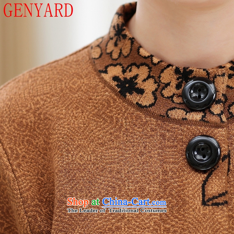The elderly in the woolen sweater GENYARD women's mother loaded thick sweater cardigan elderly grandmothers replacing large knitted jackets dark red 3XL,GENYARD,,, shopping on the Internet