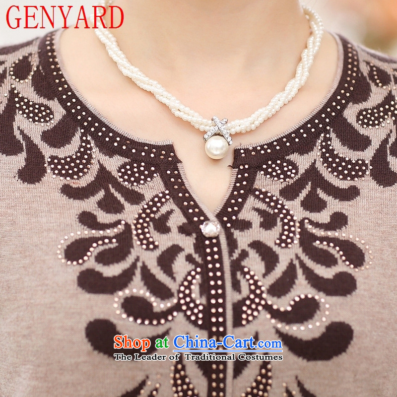 Load New GENYARD2015 autumn mother boxed long-sleeved T 桖 V-neck shirt, older women had darned knitting sweater thin coat pickles, forming the green 2XL catty ,GENYARD,,, paras. 135-145 shopping on the Internet