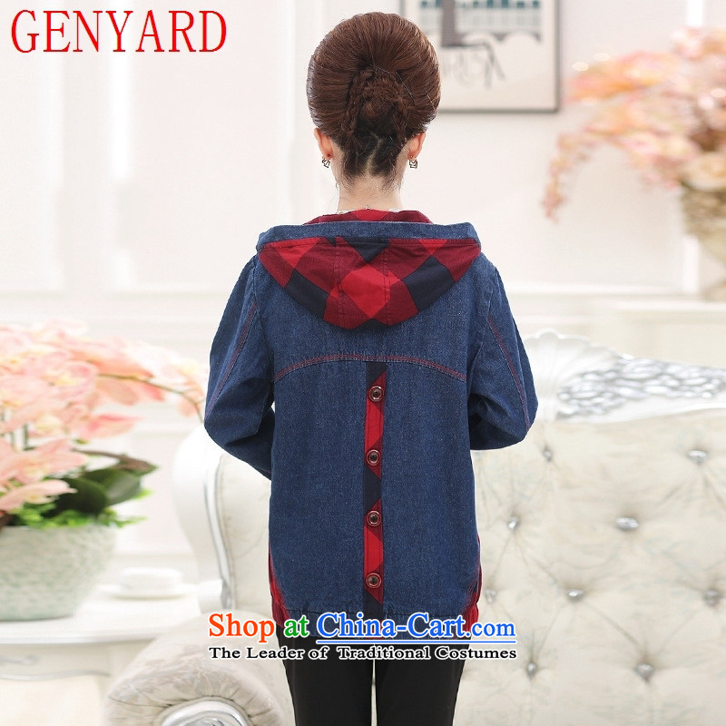 In the autumn of older women GENYARD thin coat of the middle-aged women's mother jackets low load grandma of older persons is a female jacket Denim blue 2XL,GENYARD,,, shopping on the Internet
