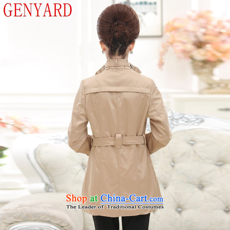 In the number of older women's GENYARD fall inside the new wind jacket young mothers with stylish medium to long term, double-girl shirt khaki 3XL,GENYARD,,, shopping on the Internet