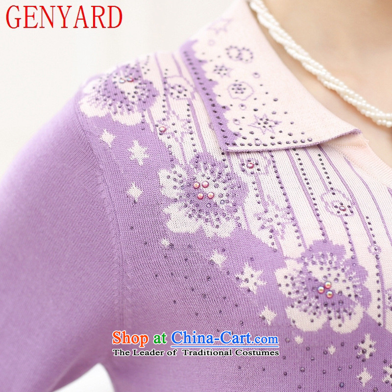 In the number of older women's GENYARD Knitted Shirt long-sleeved autumn temperament lapel large middle-aged people who have installed MOM sweater woolen sweater purple M recommendations 90-105 catty ),GENYARD,,, shopping on the Internet