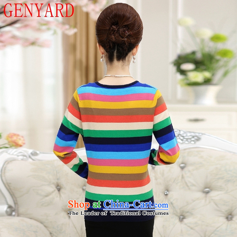 In the number of older women's GENYARD CHOO CHOO blouses middle-aged 40-50 years old code with knitwear mother large long-sleeved T-shirt rainbow colored 1 3XL( recommendations 145-160 catty ),GENYARD,,, shopping on the Internet