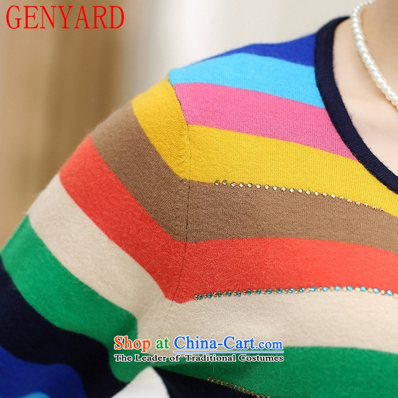 In the number of older women's GENYARD CHOO CHOO blouses middle-aged 40-50 years old code with knitwear mother large long-sleeved T-shirt rainbow colored 1 3XL( recommendations 145-160 catty ),GENYARD,,, shopping on the Internet