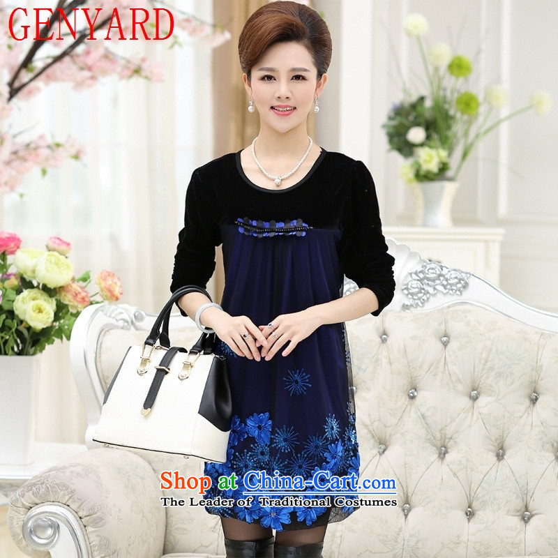 Install MOM GENYARD dresses in 2015 new elderly women during the spring and autumn replacing Kim large long-sleeved scouring pads, forming the skirt red L,GENYARD,,, shopping on the Internet