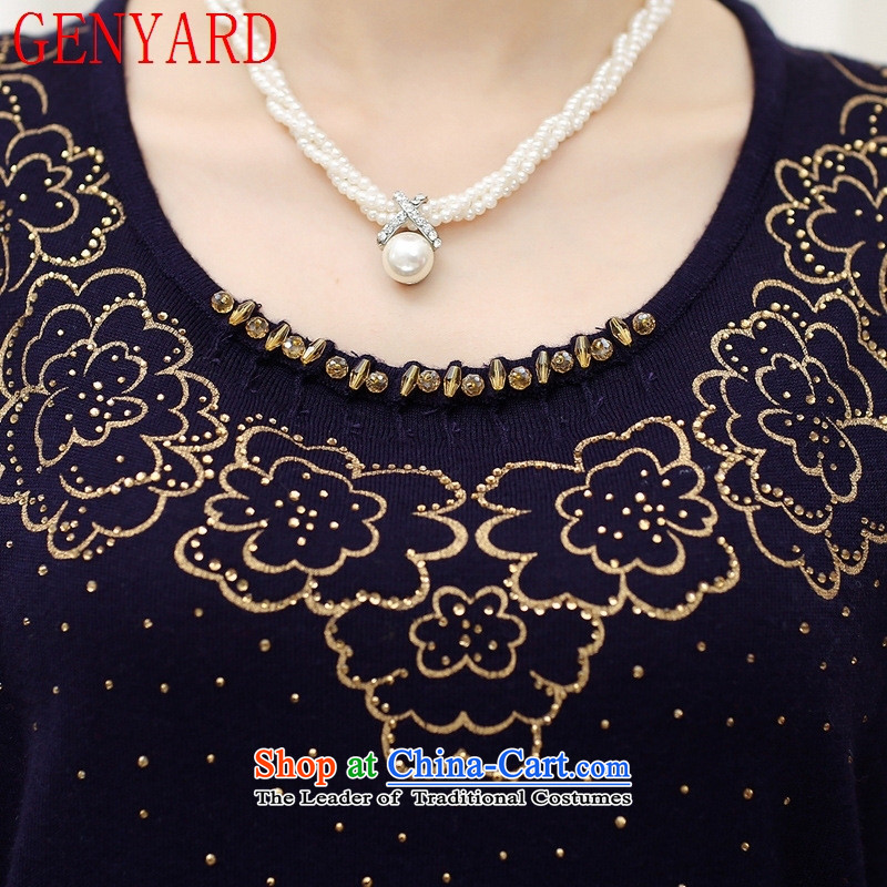 The elderly in the new GENYARD2015 autumn Women's clothes loose mother replacing chiffon ) Long-sleeved shirt-sleeves, forming the basis of knitwear black XL( recommendations 115-130 catty ),GENYARD,,, shopping on the Internet