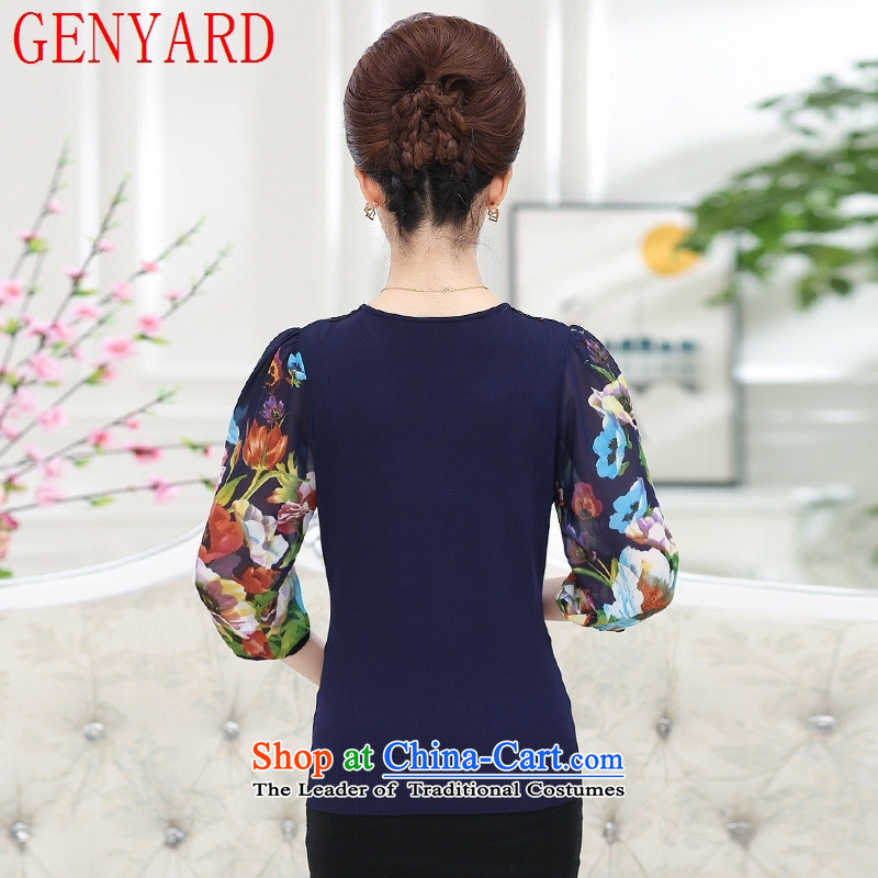 Replace spring and autumn GENYARD middle-aged 40-50 years old clothes in older knitted t-shirt larger female 7 cuff chiffon shirt RED M recommendations 85-100 catty ),GENYARD,,, shopping on the Internet