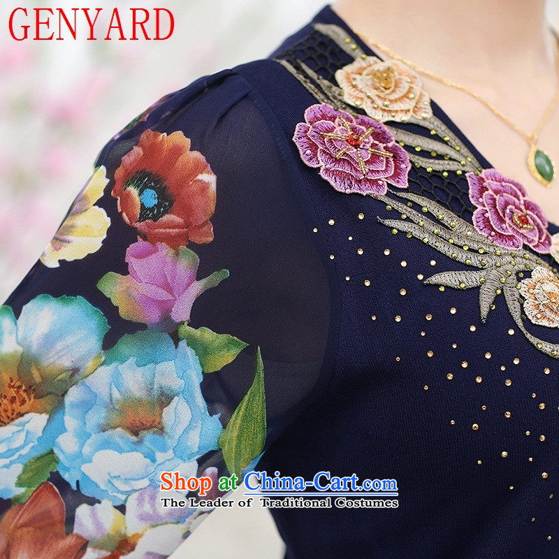Replace spring and autumn GENYARD middle-aged 40-50 years old clothes in older knitted t-shirt larger female 7 cuff chiffon shirt RED M recommendations 85-100 catty ),GENYARD,,, shopping on the Internet