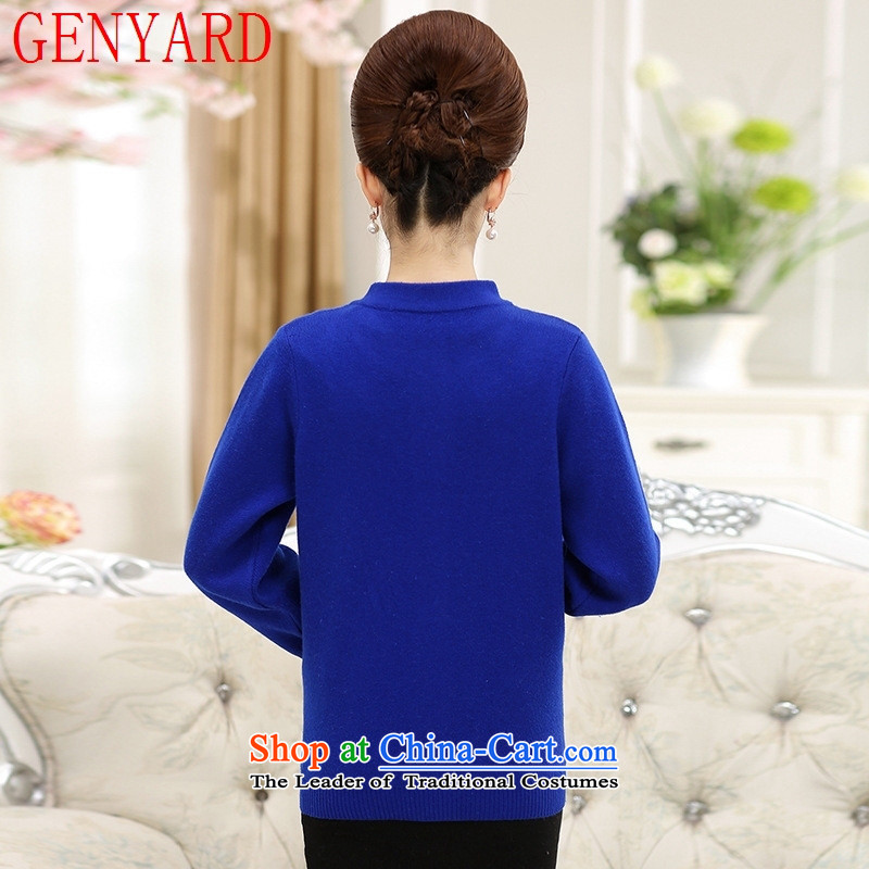 Genyard of older persons in the women's autumn and winter jackets MOM pack elderly grandmothers loaded thick sweater cardigan larger woolen sweater Blue M recommendations 90-105 catty ),GENYARD,,, shopping on the Internet