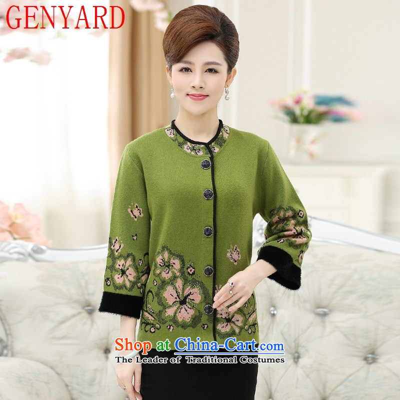 In the number of older women's GENYARD2015 new light jacket, sweater knitting cardigan large middle-aged mother replacing autumn blouses Red 2XL
