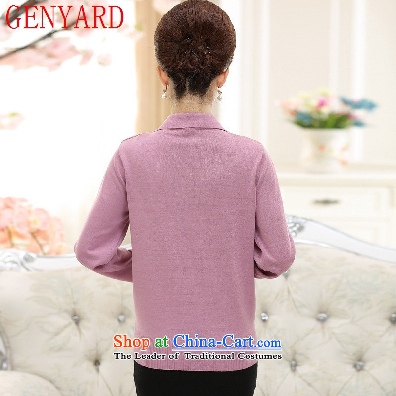 In the number of older women's GENYARD autumn Knitted Shirt Cardigan jacket 40-50-year-old mother with really two kits middle-aged female clothes yellow 2XL,GENYARD,,, shopping on the Internet