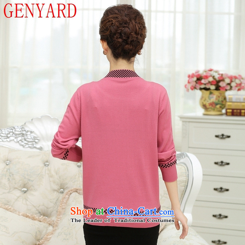 In the autumn of the elderly with GENYARD female loose large long-sleeved T-shirt with the middle-aged mother Knitted Shirt leave two part of Red 2XL catty ,GENYARD,,, paras. 135-145 shopping on the Internet