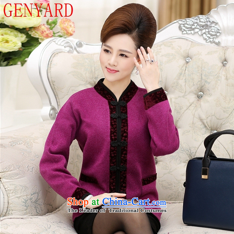 Middle-aged female replacing sweater GENYARD long-sleeved jacket autumn load mother 50-60-year-old elderly in autumn and winter coats female heavy jackets large red XL