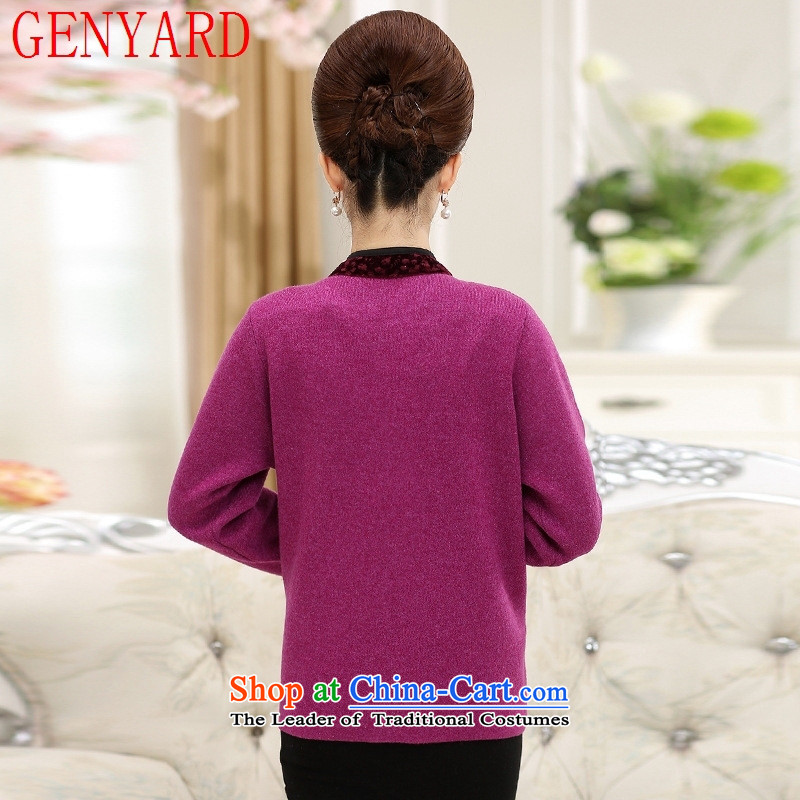 Middle-aged female replacing sweater GENYARD long-sleeved jacket autumn load mother 50-60-year-old elderly in autumn and winter coats female heavy jackets large red XL,GENYARD,,, shopping on the Internet