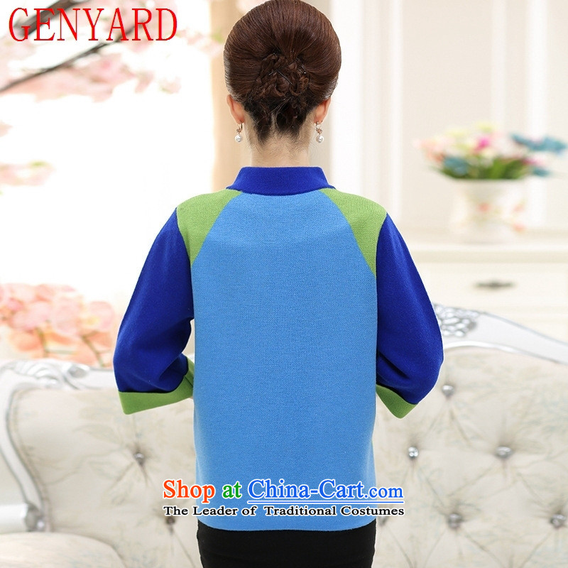 In the number of older women's GENYARD Autumn and Winter Sweater jacket mother loaded thick with large high-collar knitwear cardigan L,GENYARD,,, blue shirt elderly shopping on the Internet