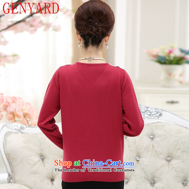 In the number of older women's GENYARD fleece large load on the fall of mother long-sleeved shirt Knitted Shirt, forming the middle-aged female sweater knit sweater pink M,GENYARD,,, shopping on the Internet