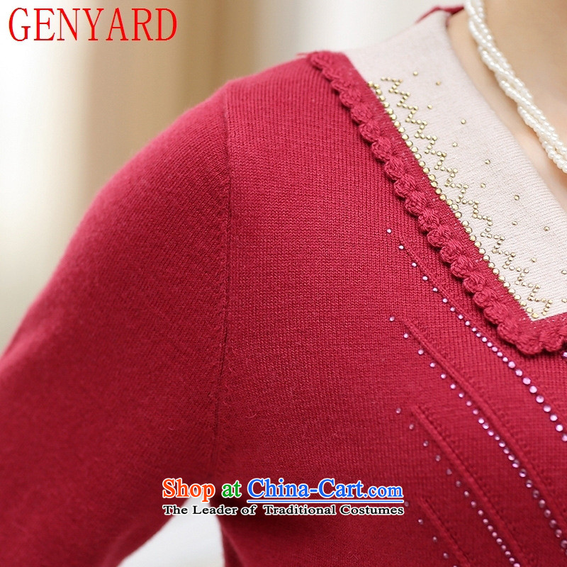 In the number of older women's GENYARD fleece large load on the fall of mother long-sleeved shirt Knitted Shirt, forming the middle-aged female sweater knit sweater pink M,GENYARD,,, shopping on the Internet