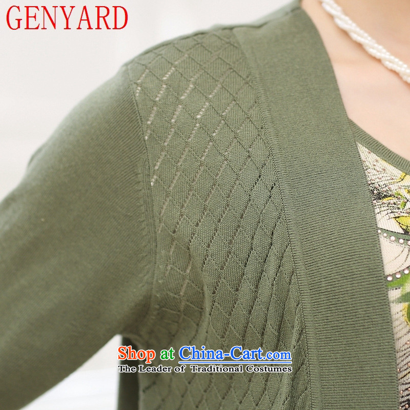 A middle-aged man with mother GENYARD spring and autumn false two kits of older women wear long-sleeved Knitted Shirt autumn cardigan jacket large red 2XL,GENYARD,,, shopping on the Internet
