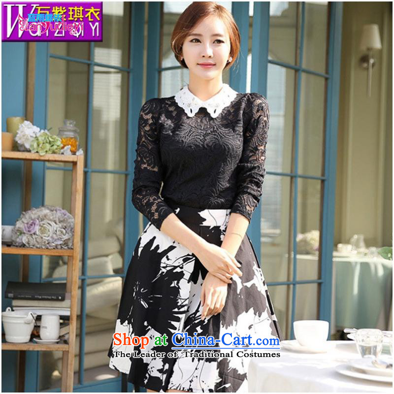 The Secretary for women shop .2015 involving fall of new products and stylish career women dressed dolls, forming the basis for a long-sleeved engraving the Netherlands shirt female lace shirt white?L female